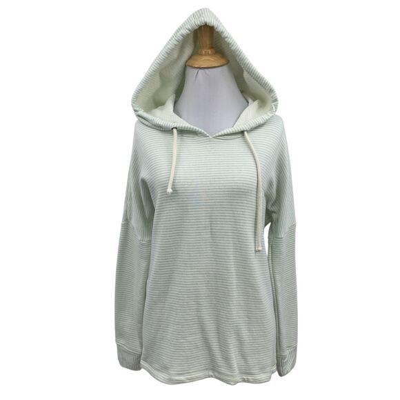 O'Neill Sweatshirt Womens S Small Mint White Striped Hooded Drawstring Pullover - Picture 1 of 11